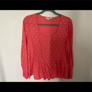 ❤️Candace Cameron XS Peach/Coral Peplum Top